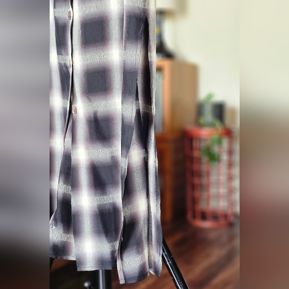 PHARAOH Black and White Plaid Button Down Maxi Dress - Picture 4 of 7
